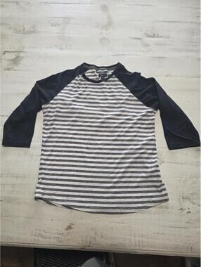 RVCA Men's Striped Shirt, Small, Black and White
